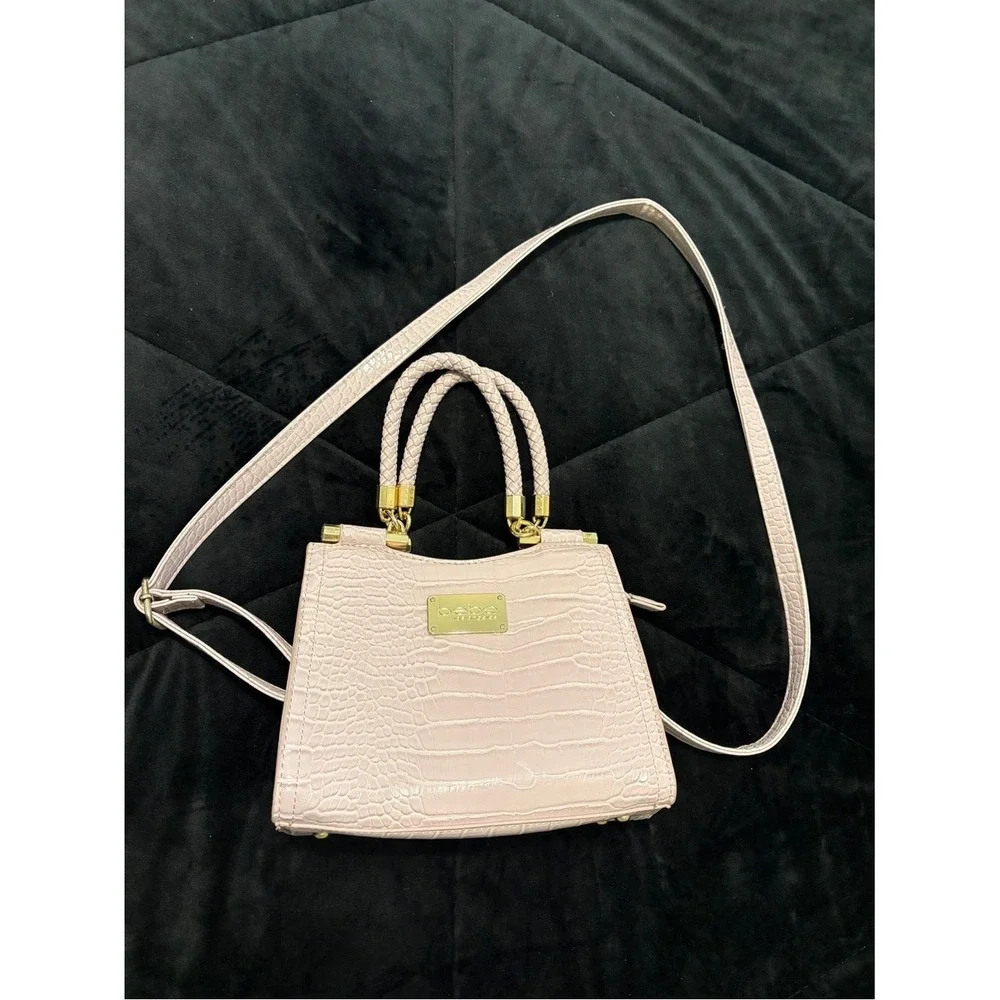 CLEARANCE-Pre-loved‎ bebe Pale Purple Croc-Embossed Top-Handle Satchel/Crossbody